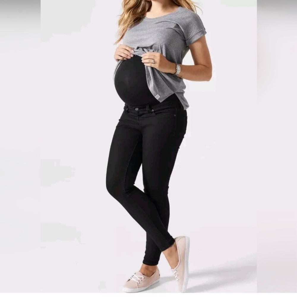 BLANQI Maternity Belly Support Skinny Jeans Black Sz. 14 Sculpting Stretch Denim